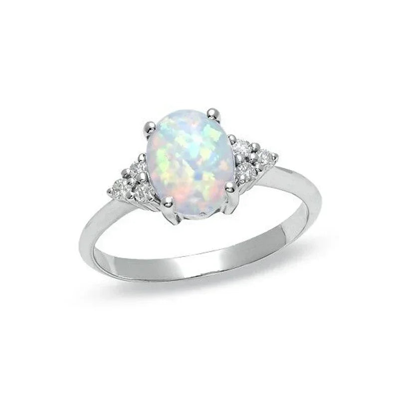 1 PC Cute Female White Opal Stone Ring